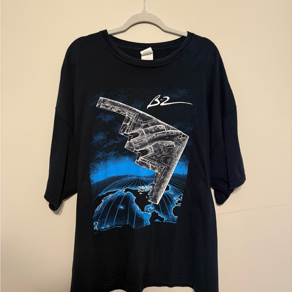 Vintage Blackbird B2 Black Double Sided Graphic tee